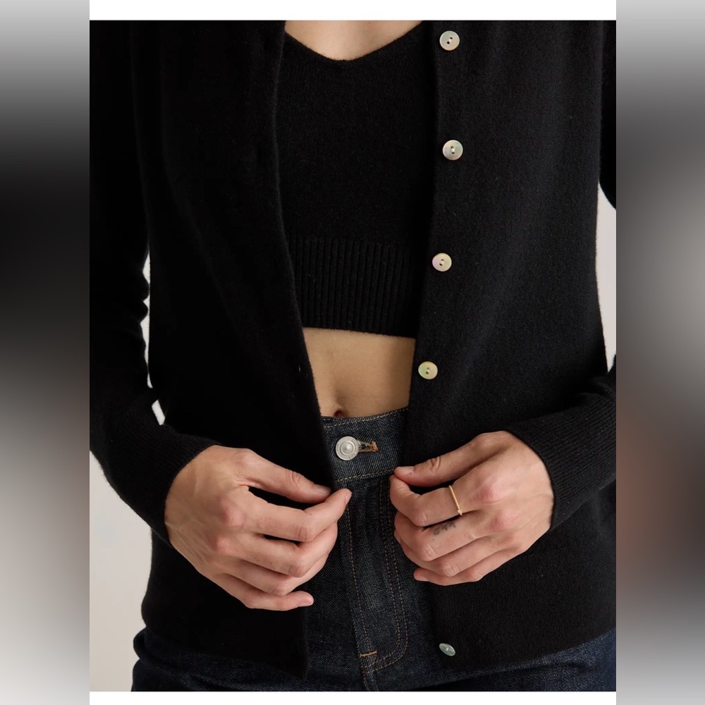 Quince Mongolian Cashmere Cardigan Black , size Small - Picture 3 of 11